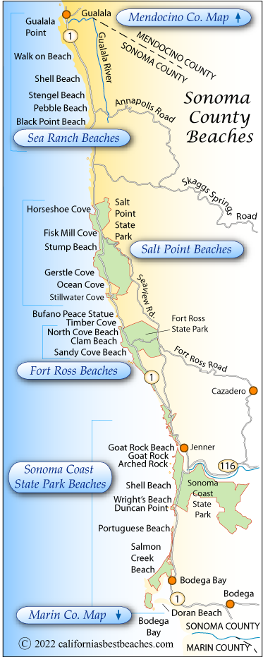 Sonoma County Beaches Map