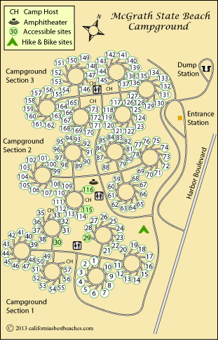 McGrath State Beach campground map, CA