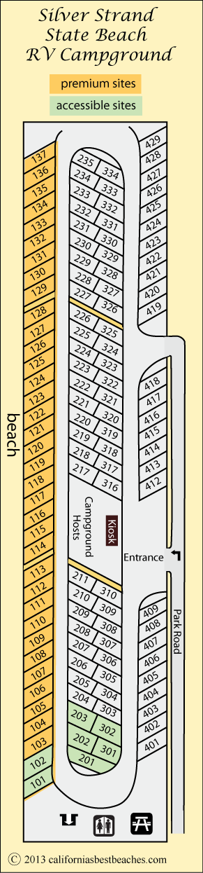 Silver Strand State Beach Campground map, San Diego County, CA