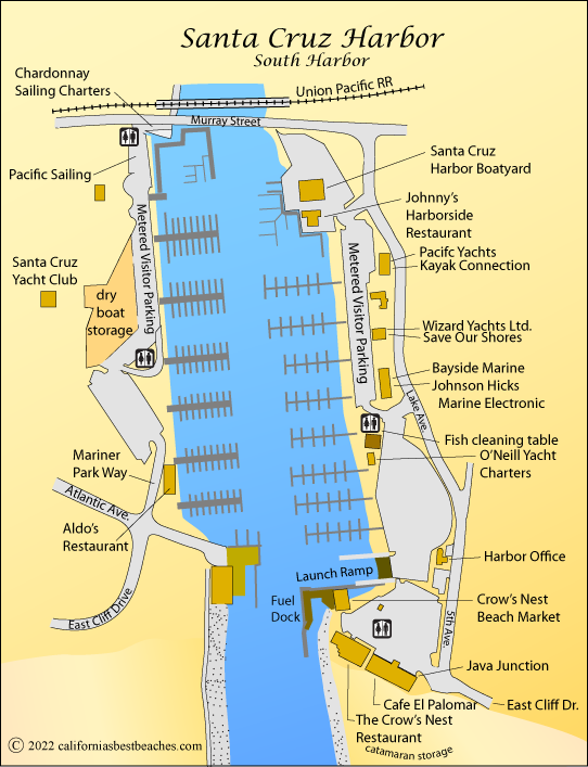 Twin Lakes Beach map, Santa Cruz County, CA